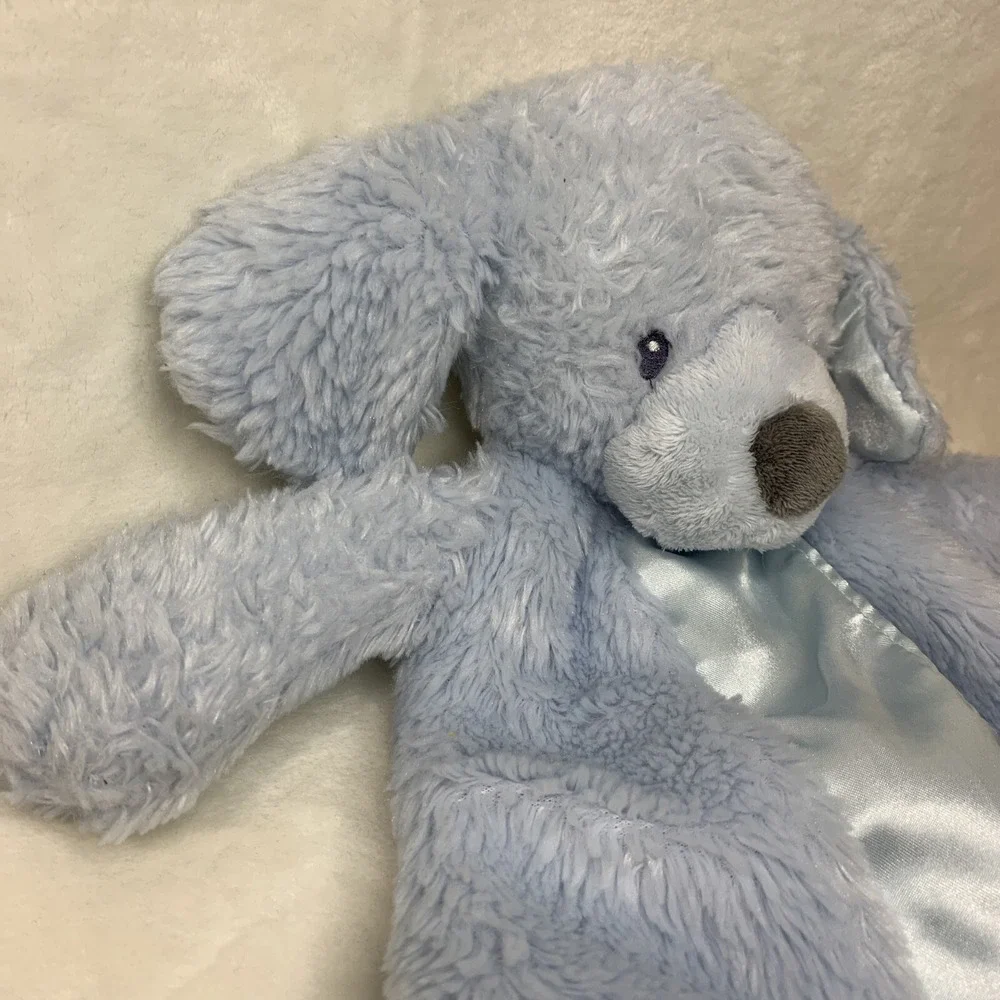 Gund Baby Puppy Dog Fluffey Huggy Buddy Blue Satin Fleece Security Blanket Lovey